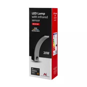 MACLEAN LED Λάμπα με αισθητήρα κίνησης MCE512B, 12W, 1000lm, Ουδέτερο λευκό, IP44