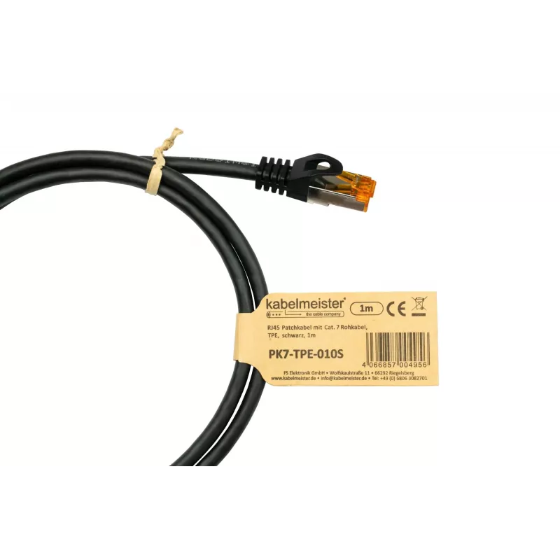 KABELMEISTER Cat.7 S/FTP Patch καλώδιο, TPE χωρίς αλογόνα, μαύρο, 1,5m