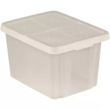 CURVER Essentials 26L διαφανές κουτί αποθήκευσης με καπάκι, στοιβάσιμο & φωλιασμό, 44x34x27 cm