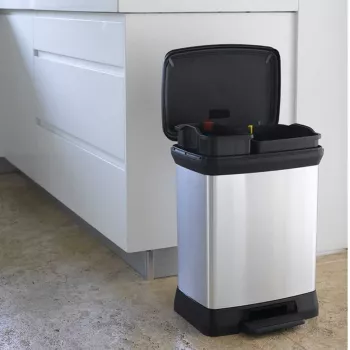 CURVER Μεταλλικός Κάδος Απορριμμάτων με Πεντάλ Deco Bin Duo 10+18L Ασημί