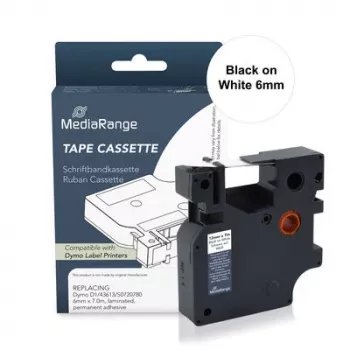 MediaRange Κασέτα Ταινίας Σήμανσης D1 για Dymo 43613/S0720780, 6mm x 7m, Μαύρο σε Λευκό