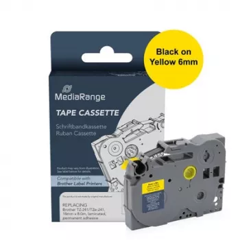 MediaRange MRBTZ611 Κασέτα Ταινίας Σήμανσης 6mm Μαύρο σε Κίτρινο 8m για Brother TZe-611
