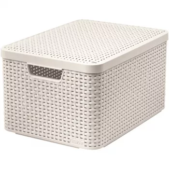 CURVER Style L κουτί αποθήκευσης με καπάκι, 43,6 x 32,6 x 23 cm, κρεμ, πτυσσόμενο, στοιβαζόμενο