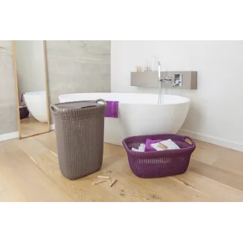 CURVER Knit 40L καλάθι απλύτων με καπάκι και ενσωματωμένες λαβές, λευκό, 59,5 x 38,5 x 27 cm