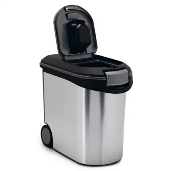 CURVER Pet Life δοχείο αποθήκευσης τροφής με ρόδες, 12kg, 35L, 49,3x27,8x40,3 cm, ασημί