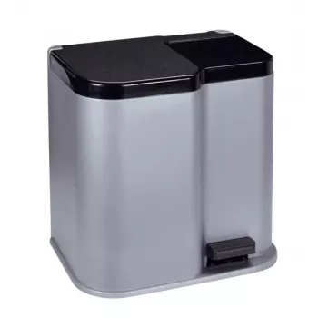 CURVER Duo 15+7L ασημί/σκούρο γκρι κάδος με πεντάλ