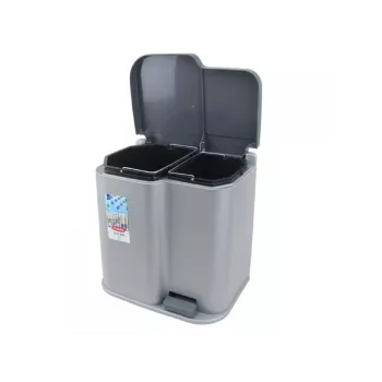 CURVER Duo 15+7L ασημί/σκούρο γκρι κάδος με πεντάλ