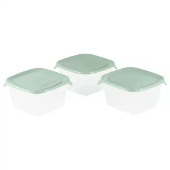 Curver Fresh&Go Τετράγωνα Κουτιά Φύλαξης Τροφίμων Σετ 3 τεμ. 3x1,2L Πράσινο