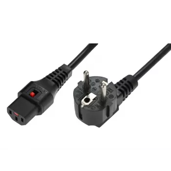 IEC LOCK Καλώδιο ασφάλισης γωνιακό Schuko σε ευθύ IEC C13 1,5m Μαύρο 10A 250V