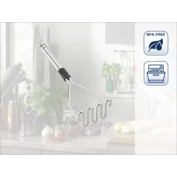 LEIFHEIT ProLine Λιωτήρας πατάτας 103032 – ανοξείδωτο ατσάλι 18/10, εργονομική μαύρη λαβή, πλυντήριο πιάτων, 285 mm