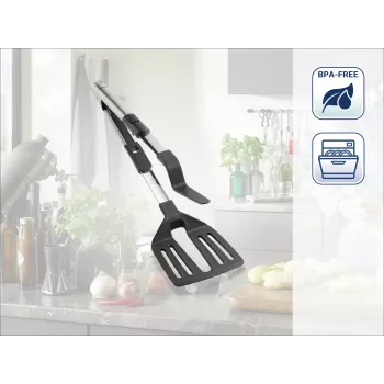 Leifheit ProLine Σπάτουλα τηγανιού και ξύστρα ζύμης 2 σε 1, ανοξείδωτο ατσάλι, 30,5 cm