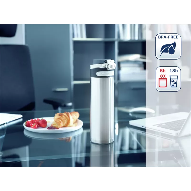 LEIFHEIT Thermo Mug Flip 600 ml Ασημί