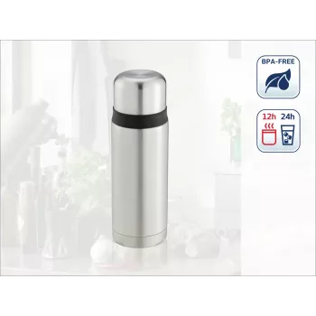 LEIFHEIT Thermos Coco 0,75L θερμός με μόνωση κενού, ανοξείδωτο με γυάλινο εσωτερικό δοχείο, ασημί