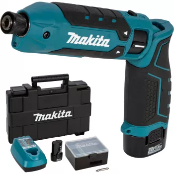 Makita TD023DSE 7,2V Li-Ion γωνιακό κρουστικό κατσαβίδι μπαταρίας με 2 μπαταρίες, φορτιστή και βαλίτσα μεταφοράς