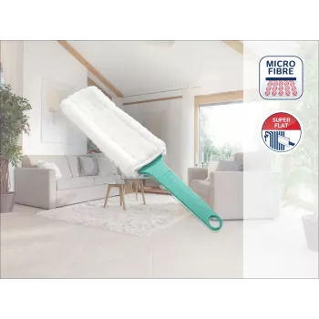 LEIFHEIT Duster επίπεδο ξεσκονόπανο ηλεκτροστατικό XL εύκαμπτη κεφαλή με σύστημα Click, μπλε/λευκό