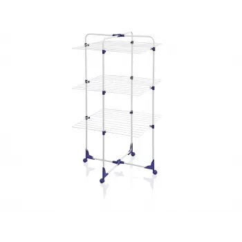 LEIFHEIT Classic Tower 270 Απλώστρα για εσωτερικούς και εξωτερικούς χώρους, 27 m μήκος απλώματος, πτυσσόμενη, 3 επίπεδα, Λευκό/Μπλε