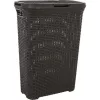 CURVER Style 40L κουτί αποθήκευσης με αναδιπλούμενο καπάκι, εφέ ψάθας, σκούρο γκρι