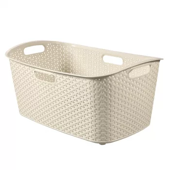 CURVER My Style καλάθι απλύτων 47L κρεμ εφέ ψάθας ορθογώνιο με λαβές