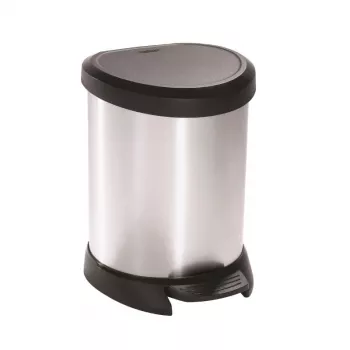 CURVER κάδος απορριμμάτων με ποδομοχλό Deco Bin 5L ασημί