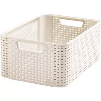 Curver Style M 17L κουτί αποθήκευσης με καπάκι, εφέ rattan, κρεμ