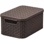 CURVER Style S κουτί αποθήκευσης με καπάκι, 29,1 x 19,8 x 14,2 cm, σκούρο καφέ, 8,18 L, πτυσσόμενο, λαβή με μεταλλικά δακτύλια
