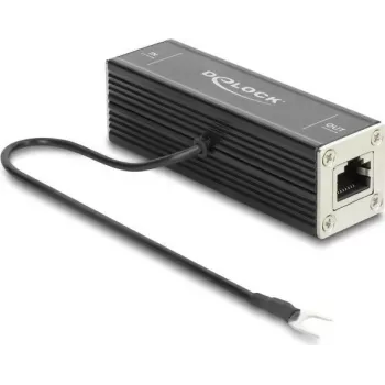 Delock RJ45 προστασία δικτύου από υπέρταση Cat.6A, συμβατό με PoE++, 10 Gbps, θωρακισμένο, μαύρο