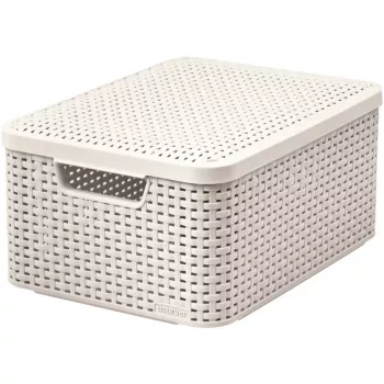CURVER Style M κουτί αποθήκευσης με καπάκι, 39,3 x 29,3 x 18,7 cm, κρεμ, 21,6L, πτυσσόμενο