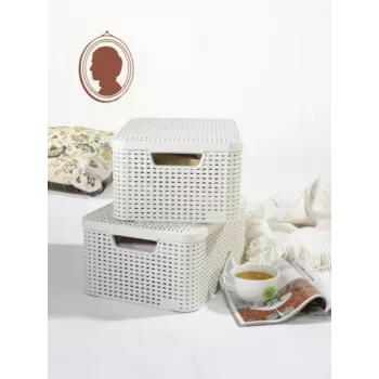 CURVER Style M κουτί αποθήκευσης με καπάκι, 39,3 x 29,3 x 18,7 cm, κρεμ, 21,6L, πτυσσόμενο