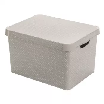 Curver Deco Stockholm L κουτί αποθήκευσης με καπάκι 39,5x29,5x23,5 cm πουά μαύρο/λευκό