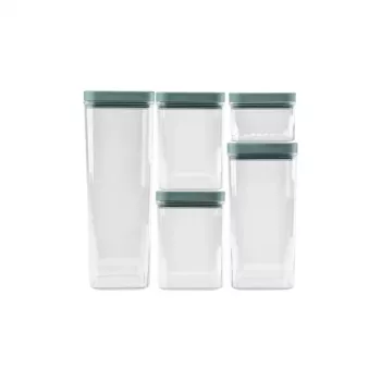 CURVER Kara Σετ δοχείων τροφίμων για ξηρά τρόφιμα 0,5L + 2x1,2L + 1,8L + 2,4L, Διαφανές/Petrol, 6 τεμ., αεροστεγές, στοιβαζόμενο, χωρίς BPA