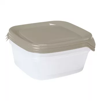 CURVER Fresh&Go 3 τεμ. τετράγωνο σετ δοχείων αποθήκευσης 0,8L Μπεζ