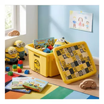 KEEEPER Κουτί αποθήκευσης με καπάκι 15L Karolina „Minions Mosaik“ 38x29,5x20,5 cm Κίτρινο