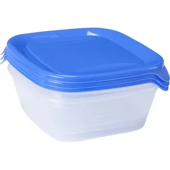 CURVER Fresh&Go Σετ μπολ αποθήκευσης με 3, 0,8 L το καθένα, Μπλε, αεροστεγή καπάκια, χωρίς BPA, φούρνος μικροκυμάτων, κατάψυξη, πλυντήριο πιάτων