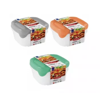 Curver Fresh & Go Σετ μπολ αποθήκευσης με 3 τεμ., 0,8 L το καθένα, ορθογώνια, αεροστεγή καπάκια, πολύχρωμα, χωρίς BPA