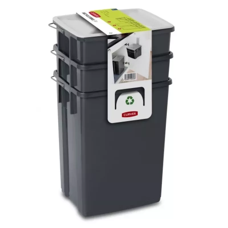 CURVER Biobox Σετ κάδων απορριμμάτων 2x10L + 6L Γκρι