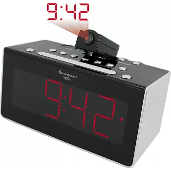 Soundmaster FUR6005 ρολόι FM με προβολή και διπλό ξυπνητήρι, κόκκινη οθόνη LED, Μαύρο