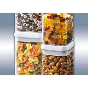 LEIFHEIT Fresh&Easy δοχείο αποθήκευσης τροφίμων 1,2 L, αεροστεγές, χωρίς BPA, διαφανές με λευκό/γκρι καπάκι