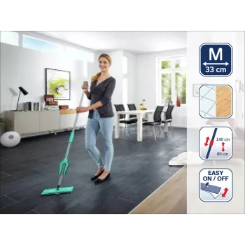 LEIFHEIT Picobello M Micro Duo Σφουγγαρίστρα δαπέδου με τηλεσκοπική λαβή, πλάτος καθαρισμού 33 cm, πράσινο/λευκό