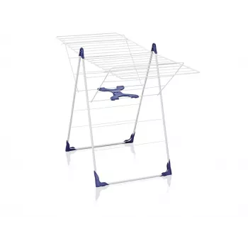 LEIFHEIT Classic 200 Flex απλώστρα ρούχων, 20 m μήκος απλώματος, πτυσσόμενη όρθια απλώστρα με φτερά, λευκό/μπλε