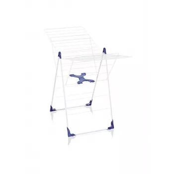LEIFHEIT Classic 200 Flex απλώστρα ρούχων, 20 m μήκος απλώματος, πτυσσόμενη όρθια απλώστρα με φτερά, λευκό/μπλε