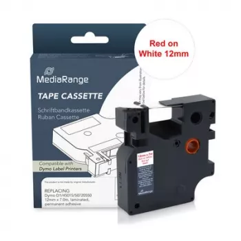 MediaRange ταινία εκτύπωσης συμβατή με Dymo D1 12mm x 7m κόκκινο σε λευκό