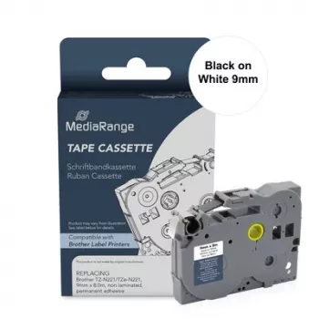MediaRange κασέτα ταινίας εκτύπωσης για Brother TZ-N221/TZe-NX221, 9mm x 8m, μαύρο σε λευκό