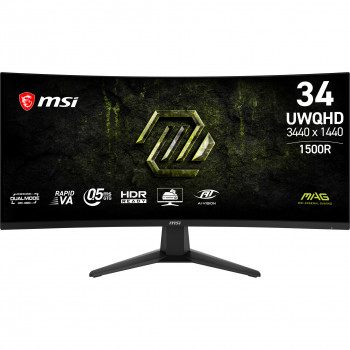 MSI 34 inch UWQHD Rapid VA Curved Gaming Monitor 200Hz 0,5ms HDR HDMI DisplayPort VESA (9S6-3DD71M-019)