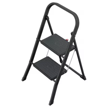 HAILO K44 StandardLine πτυσσόμενο σκαλοπάτι με μπάρα ασφαλείας, 2 σκαλοπάτια, χάλυβας, μαύρο, 150 kg