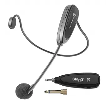 Stagg SUW 12H-BK UHF Ασύρματο Σύστημα Headset με Πομπό Τσέπης και Δέκτη Γραφείου, 12 Κανάλια, Μαύρο