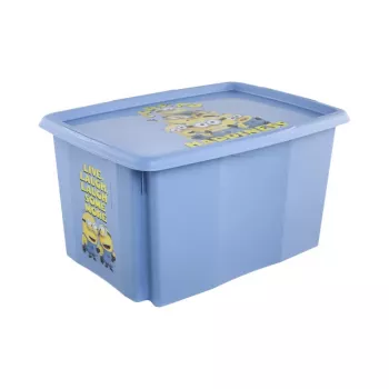 keeeper Κουτί με καπάκι 45L Karolina “Minions Happiness” 55,5x40x30cm Γαλάζιο