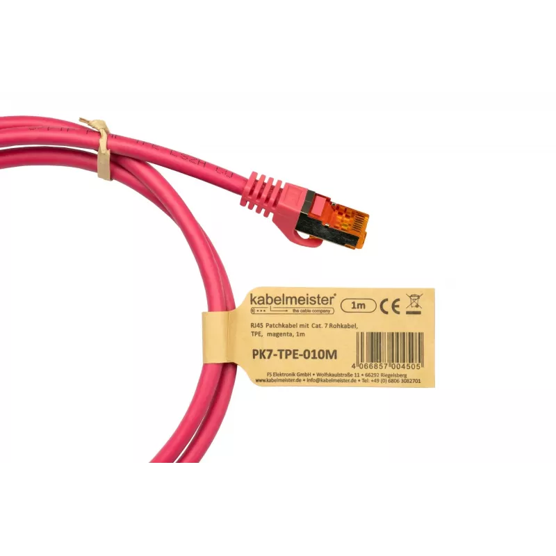 Kabelmeister Cat.7 S/FTP καλώδιο patch, περίβλημα TPE, ματζέντα, 5m
