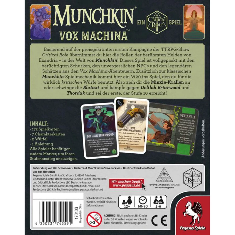 PEGASUS Munchkin Vox Machina - Critical Role παιχνίδι καρτών