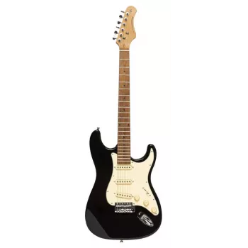Stagg SES-55 BLK ηλεκτρική κιθάρα - συμπαγές σώμα σκλήθρας, μπράτσο σφενδάμου, μαγνήτες SSS, μαύρο