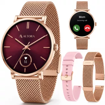 3MK PROTECTION Smartwatch Altora Vivid Lady – AMOLED, Καρδιακός Ρυθμός, SpO2, IP68, Ροζ Λουράκι Σιλικόνης